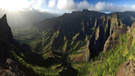 Beautiful panoramic view of the mountains.の素材