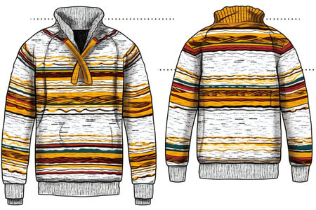 illustration of a hoodie with a long sleeves and a collar.の素材