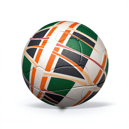 Soccer ball with the flag of the United Kingdom on a white backgroundの素材