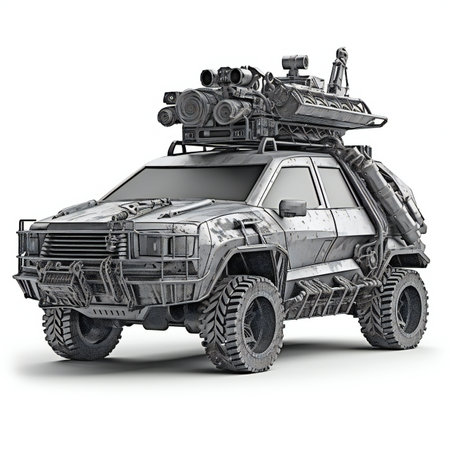 Military monster car on a white background.の素材
