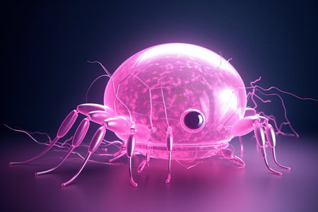 Digital illustration of  virus in colour  background.の素材