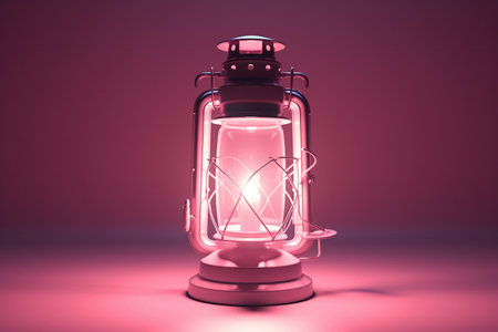 Lantern on a pink background.の素材
