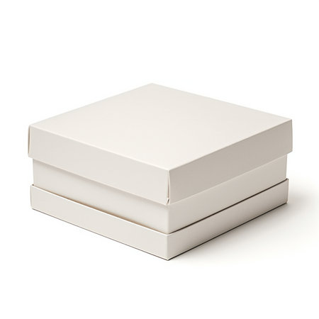 Blank white box isolated on white background.の素材