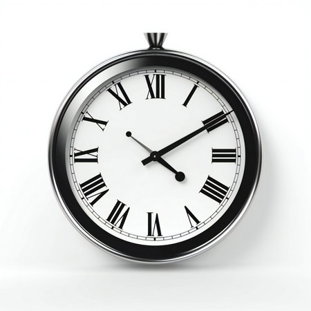 a clock on a white background with shadow.の素材