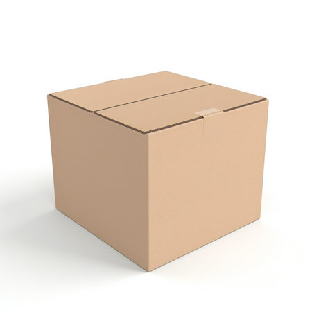 Cardboard box on a white background.の素材