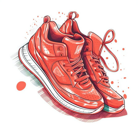 Sneakers on white background. illustration in sketch style.の素材