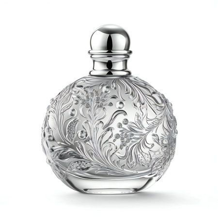 Beautiful perfume bottle isolated on white background.の素材