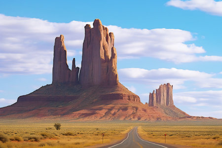 Road to Monument Valley in Navajo Tribal Lands of Arizona and Utah USAの素材