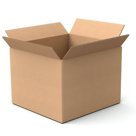 Open cardboard box isolated on white background.の素材