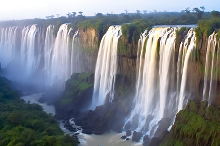 Iguazu Falls, one of the largest series of waterfalls in the worldの素材