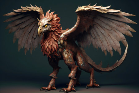 an eagle on a dark background. Fantasy animal.の素材