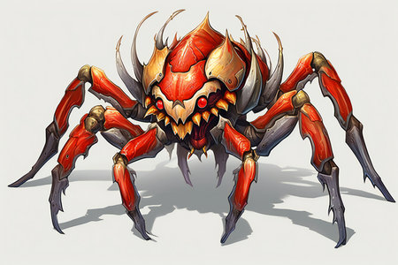 illustration of a big red crab on a white background with shadowの素材