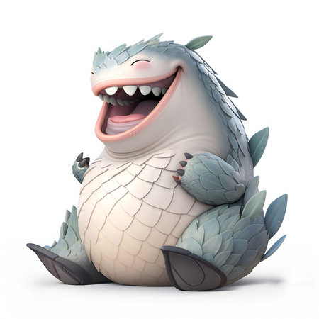Cartoon crocodile sitting on a white background.の素材