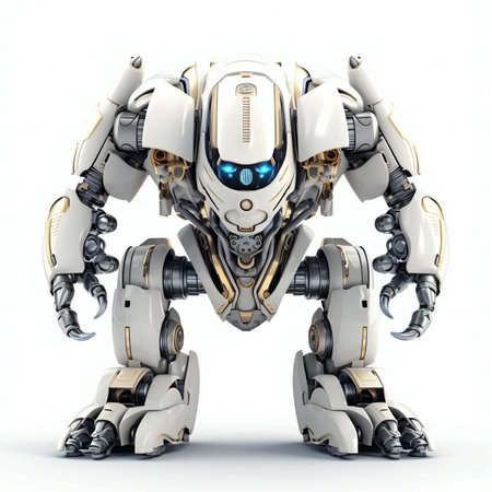 a robot isolated on a white background with shadowの素材