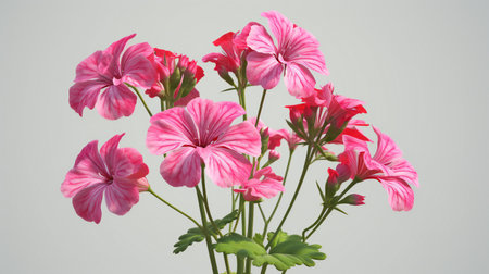 Pink geranium flowers isolated on white background. Filtered image processed vintage effect.の素材