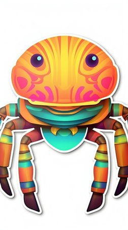 Cute cartoon spider on white background.の素材