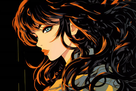 Illustration of a beautiful girl with long hair.の素材