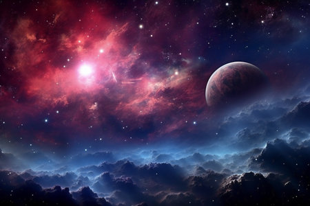 Stars of a planet and galaxy in a free space Elements of this image furnishedの素材