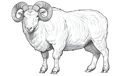 Sheep. illustration of a sheep on a white background.の素材