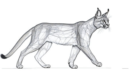 Sketch of a lynx from a polygonal gridの素材