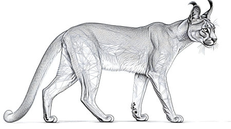 Sketch of the lynx. Hand-drawn illustration.の素材