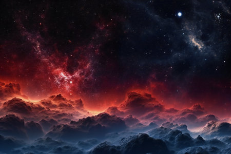 Fantasy night sky with stars and nebula.の素材