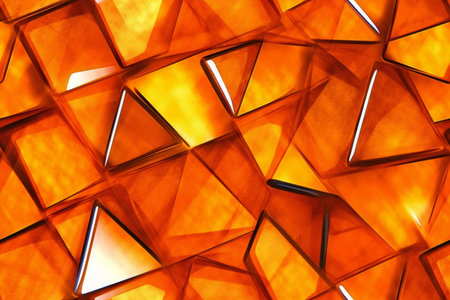 Abstract background made of glass cubes in orange colors.の素材
