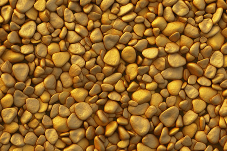 Pebble stone texture background. Yellow pebble stones.の素材