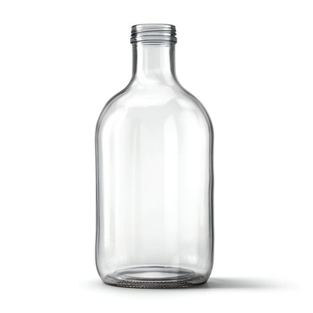 Empty glass bottle isolated on white background.の素材