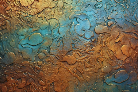 abstract background of oil paint on canvas in blue and orange colorsの素材