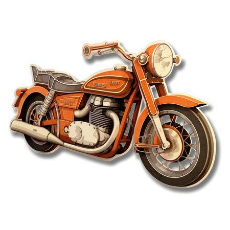 Vintage motorcycle on white background.の素材