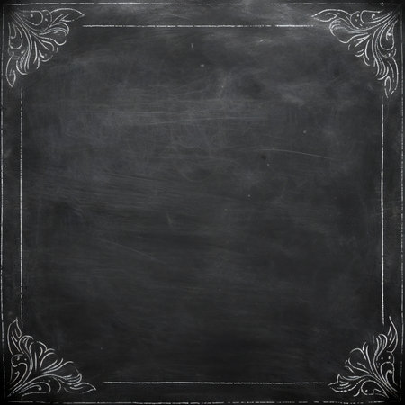 Chalkboard background with vintage frame. Chalkboard texture.の素材