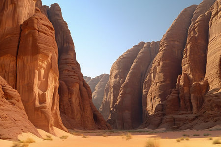 Wadi Rum desert in Jordan, Middle East. Red sandstone rocksの素材