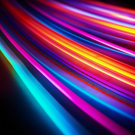 abstract background with multicolored glowing linesの素材