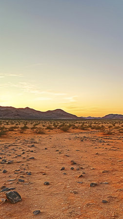 Landscape of the Negev Desert in Israel at sunset.の素材