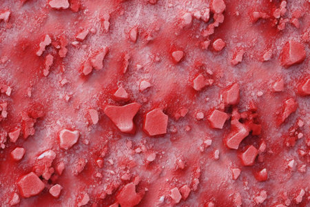 Red ice cream texture background. Top view. Valentines day conceptの素材