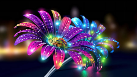 illustration of abstract background with flower and colorful bokehの素材