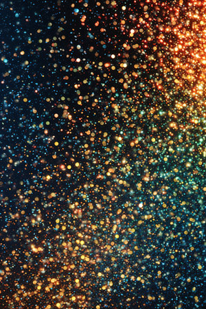 glitter vintage lights background. silver, blue and gold. de-focusedの素材