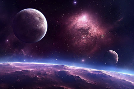 Stars of a planet and galaxy in a free space. Elements of this image furnishedの素材