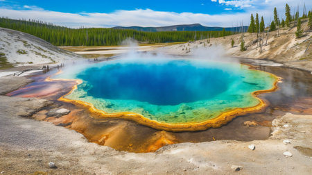 Grand Prismatic Spring, Yellowstone National Park, Wyoming, United Statesの素材