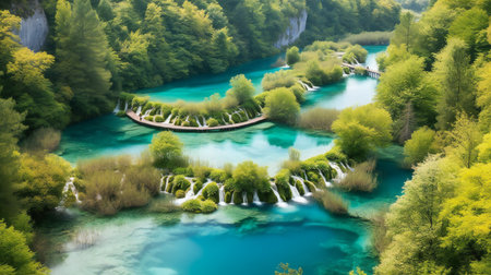 Waterfalls in Plitvice Lakes National Park in Croatia, Europeの素材