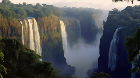 Victoria Falls in Zimbabwe, Africa. Waterfall in Zimbabwe, Africa.の素材