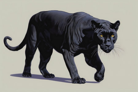 a black panther, Panthera leoの素材