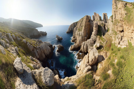 Cabo da Roca, Portugal. Panoramic view of cliffs and seaの素材