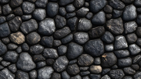 Background of black pebbles. Texture of pebbles.の素材