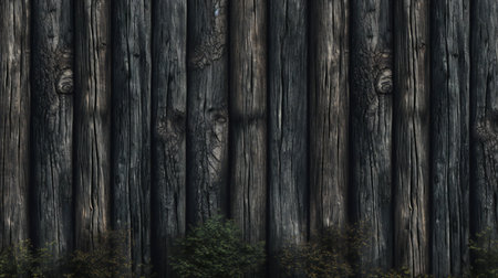 Wooden wall in a dark forest.の素材