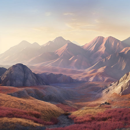 Mountain landscape at sunset.の素材