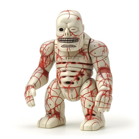 Illustration of a Cartoon Skeleton with blood on his bodyの素材