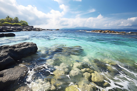 Seascape with rocks and turquoise water, Koh Phangan, Thailandの素材