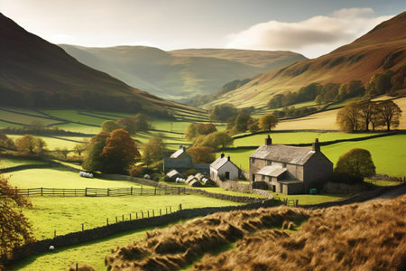 Idyllic rural landscape image of Cairngorms National Park in Scotlandの素材